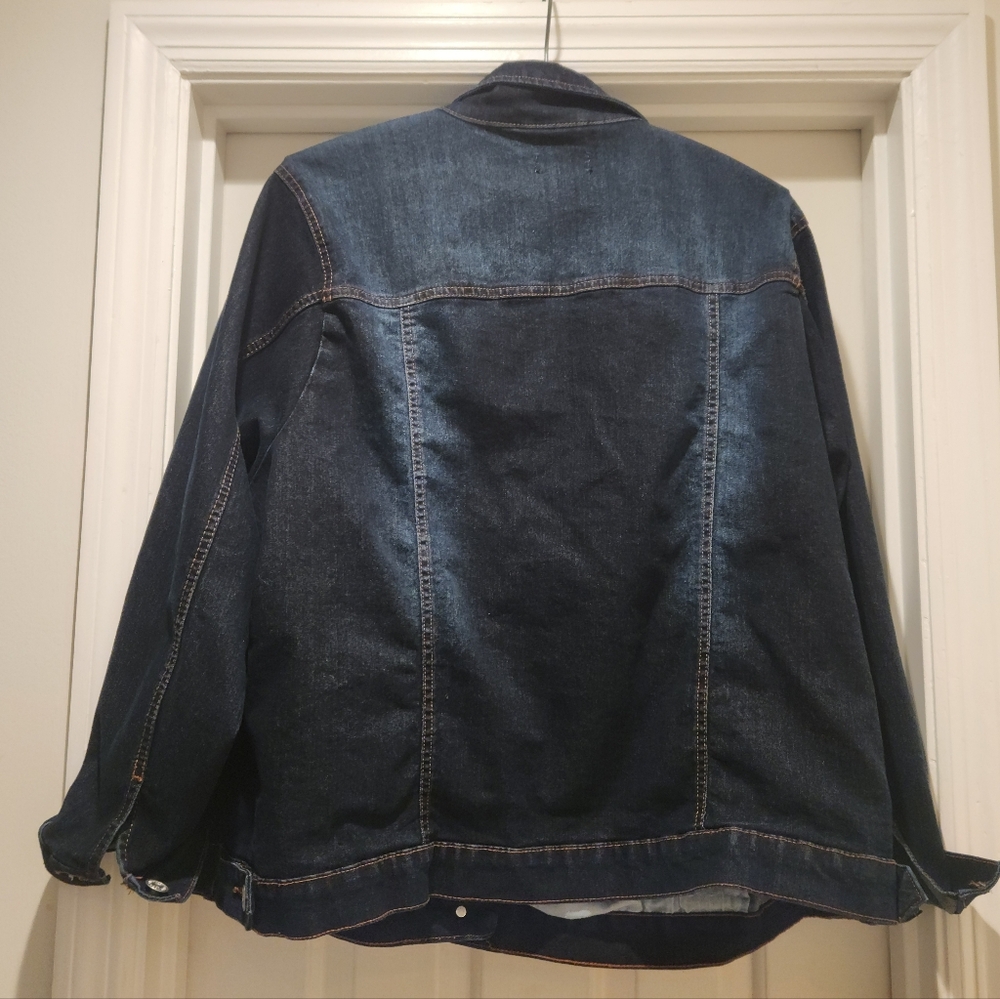 New Look Dark Wash Distressed Denim Jacket 3X Y2K Grunge Oversized Streetwear - Picture 7 of 10
